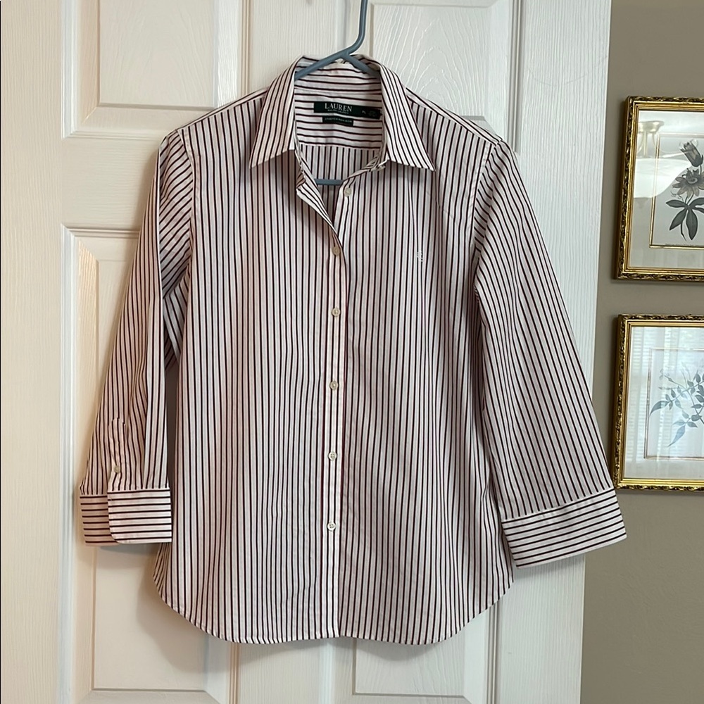 Ralph Lauren women’s Striped White and red and blk Shirt